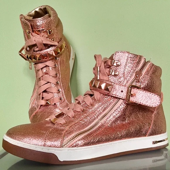 NWOT Michael Kors Rose Gold Sneakers - Picture 3 of 3